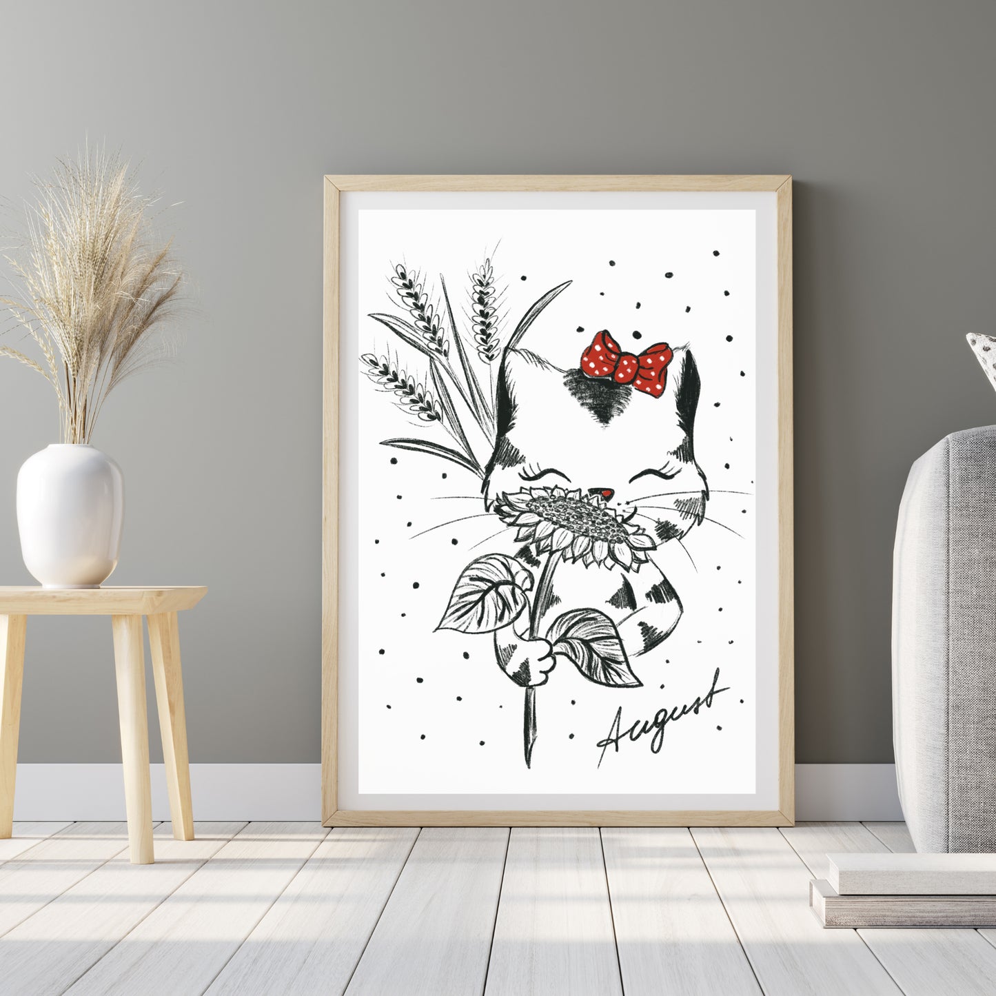 Poster Katze , Geschenk Katze Kunst Schwarz-Weiß Wand Dekor Poster, Druck Digital Download