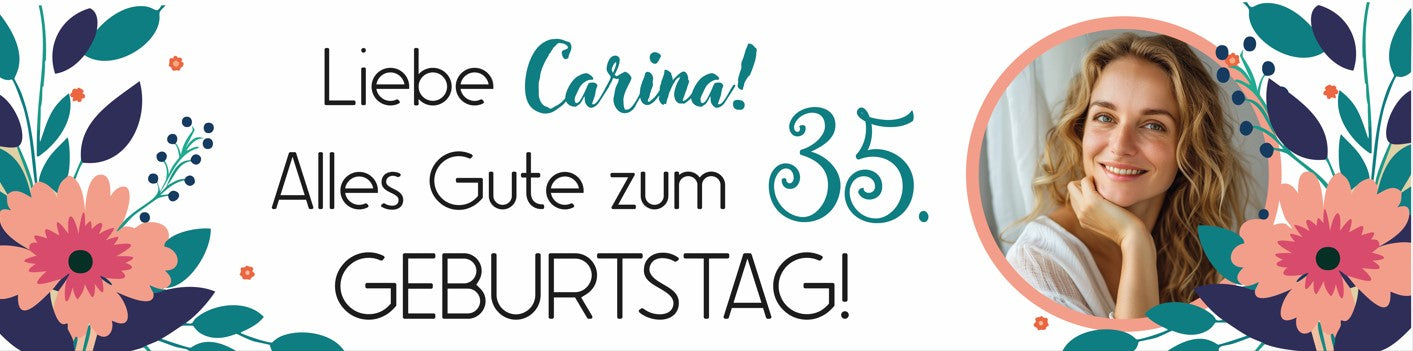 Geburtstagsbanner 200x50cm - personalisiert-Blumen